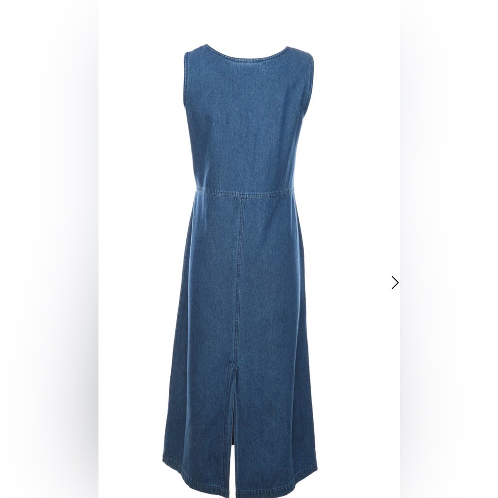 Vtg 90s Jane Ashley Womens Sleeveless Denim Maxi Dress SZ M EmbroideredChristmas - Picture 3 of 5